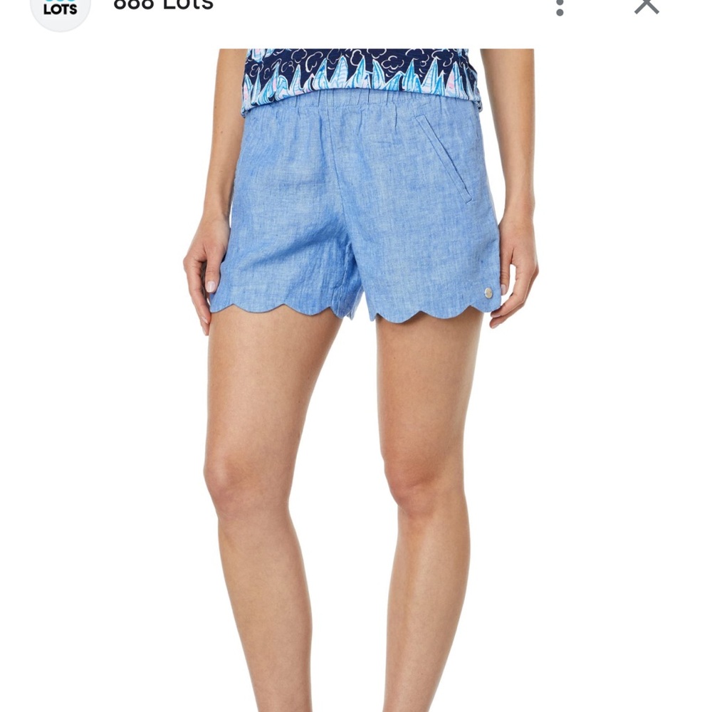 Lilly Pulitzer Brea Linen Short Size M Beckon Blue x Sea Salt Blue NWT